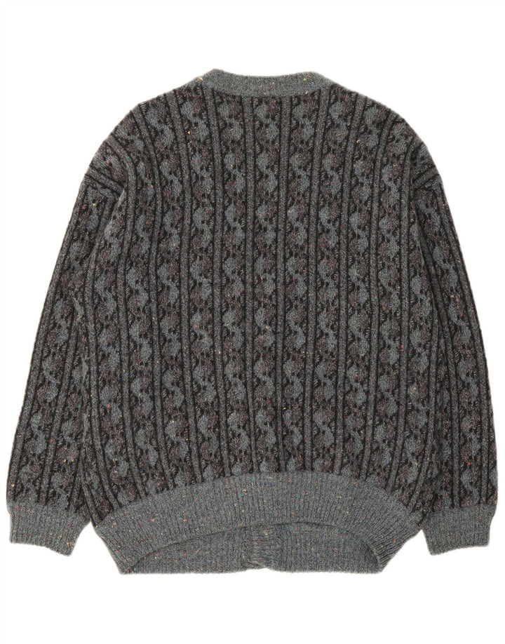 Ranger Mens Cardigan Sweater IT 52 Large Grey Geometric Wool