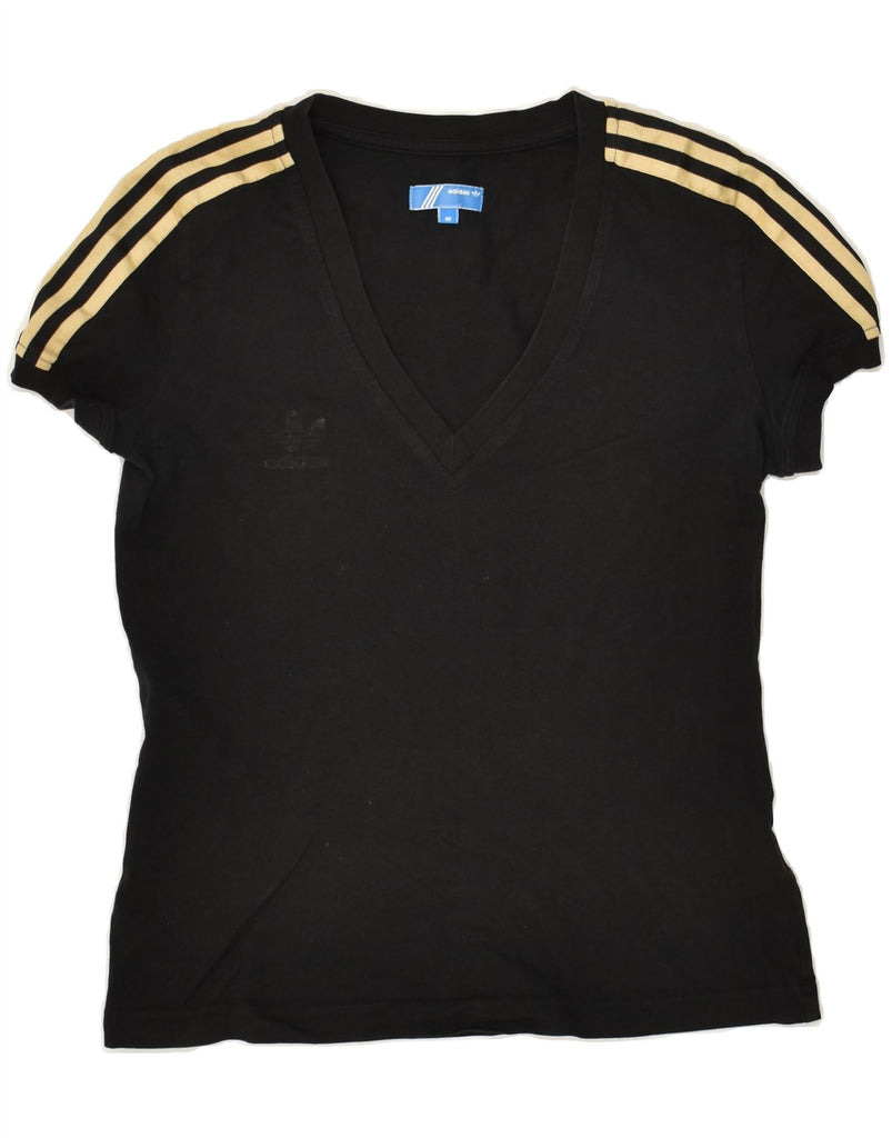 ADIDAS Womens T-Shirt Top UK 14 Medium Black Cotton | Vintage Adidas | Thrift | Second-Hand Adidas | Used Clothing | Messina Hembry 