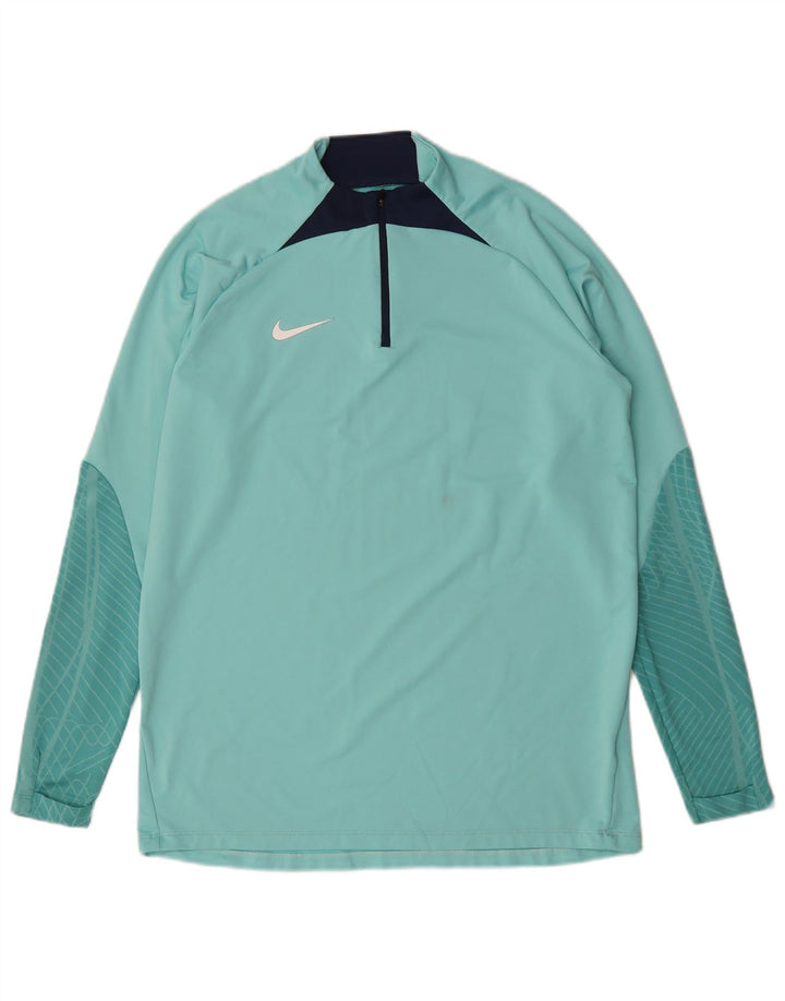 Nike Womens Dri Fit Zip Neck Pullover Tracksuit Top UK 16 Large Turquoise