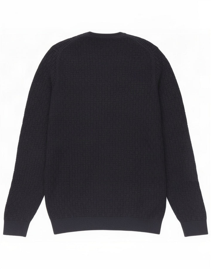 Massimo Dutti Mens Crew Neck Jumper Sweater Medium Navy Blue Cotton