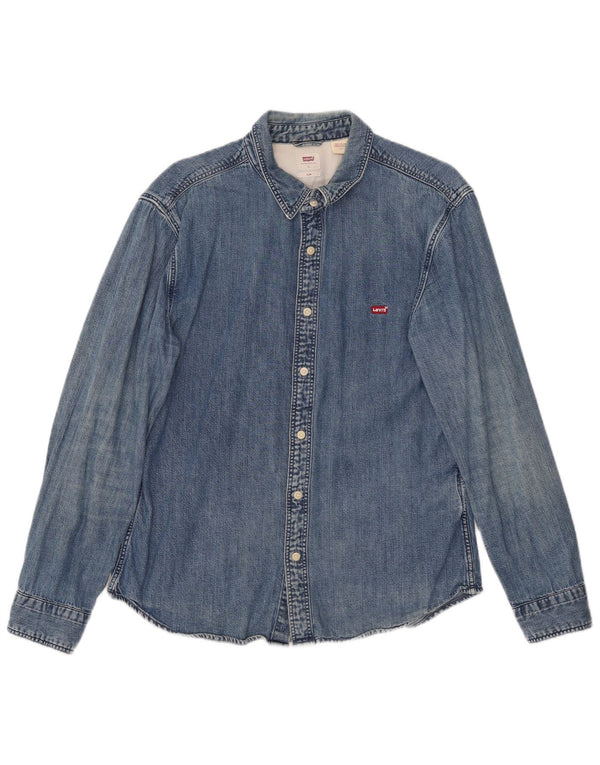 Levi's Mens Slim Denim Shirt UK 40 Large Blue Cotton