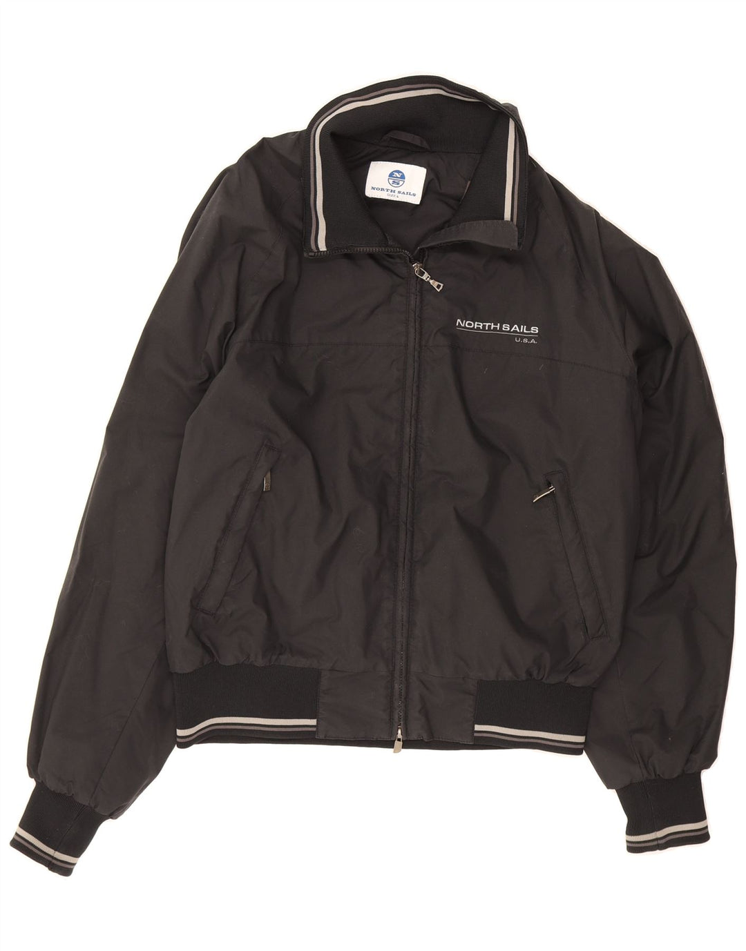 NORTH SAILS Mens Bomber Jacket UK 40 Large Black Polyamide Vintage North Sails and Second-Hand North Sails from Messina Hembry 