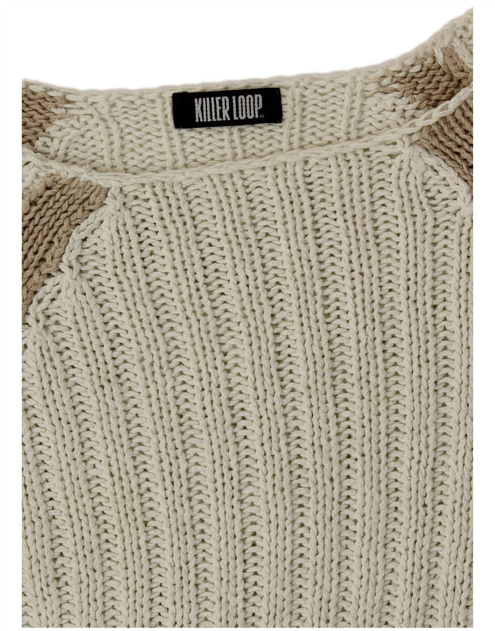Killer Loop Womens Boat Neck Jumper Sweater UK 10 Small White Striped
