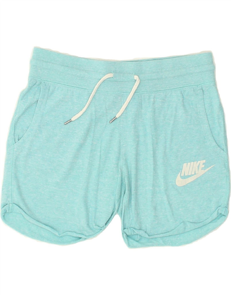 NIKE Womens Graphic Sport Shorts UK 10 Small Turquoise Flecked | Vintage Nike | Thrift | Second-Hand Nike | Used Clothing | Messina Hembry 