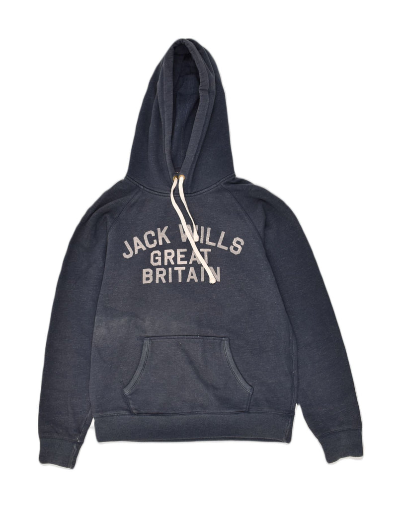 JACK WILLS Mens Graphic Hoodie Jumper Medium Navy Blue Cotton | Vintage Jack Wills | Thrift | Second-Hand Jack Wills | Used Clothing | Messina Hembry 