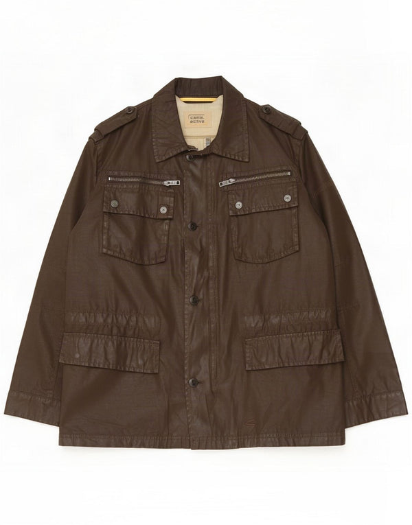 Camel Active Mens Waxed Cotton Utility Jacket UK 42 XL Brown