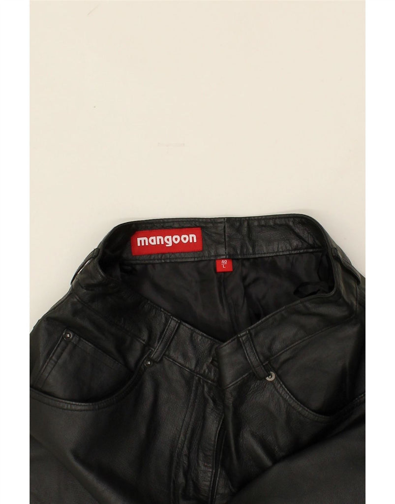 MANGOON Womens Leather Trousers Large W29 L32 Black Leather Vintage Mangoon and Second-Hand Mangoon from Messina Hembry 