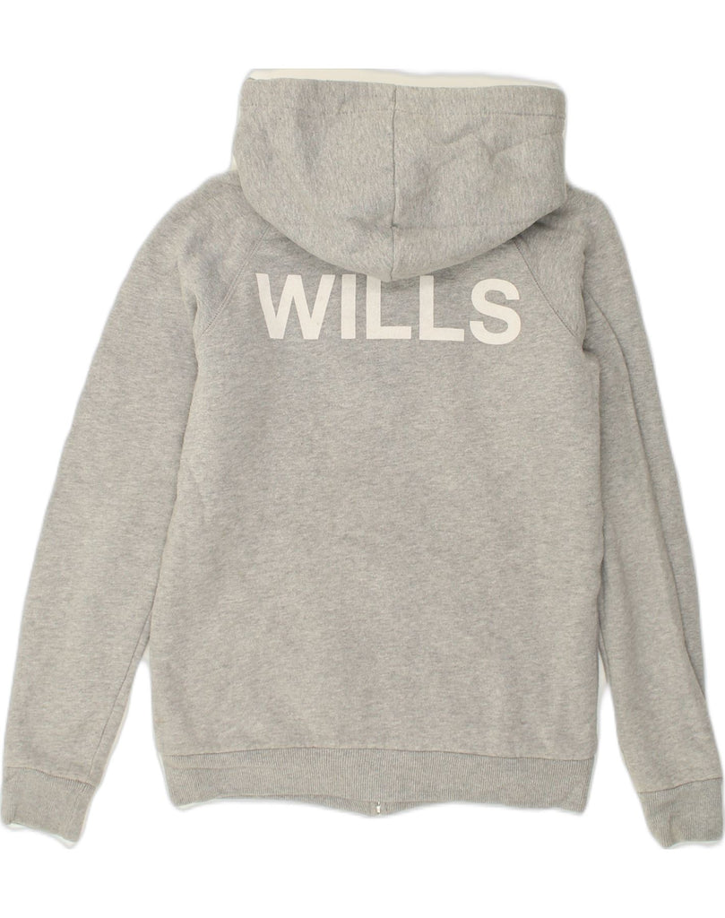 JACK WILLS Womens Sherpa Graphic Zip Hoodie Sweater UK 8 Small Grey Cotton | Vintage Jack Wills | Thrift | Second-Hand Jack Wills | Used Clothing | Messina Hembry 