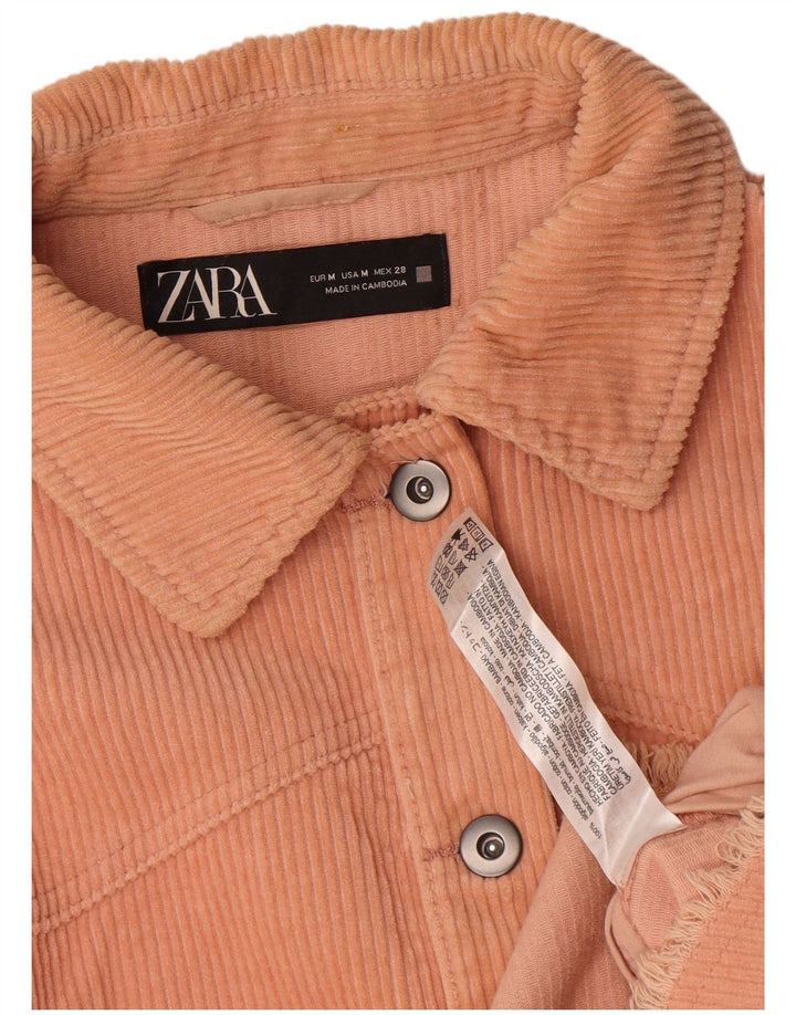 Zara Womens Oversized Overshirt Corduroy Shirt UK 14 Medium Orange Cotton