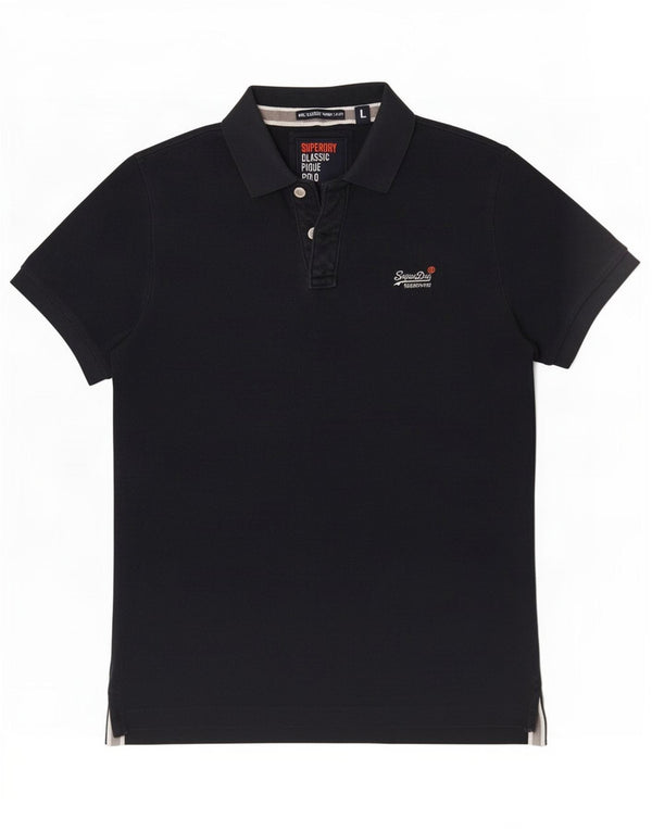 Superdry Mens Polo Shirt Large Navy Blue Cotton
