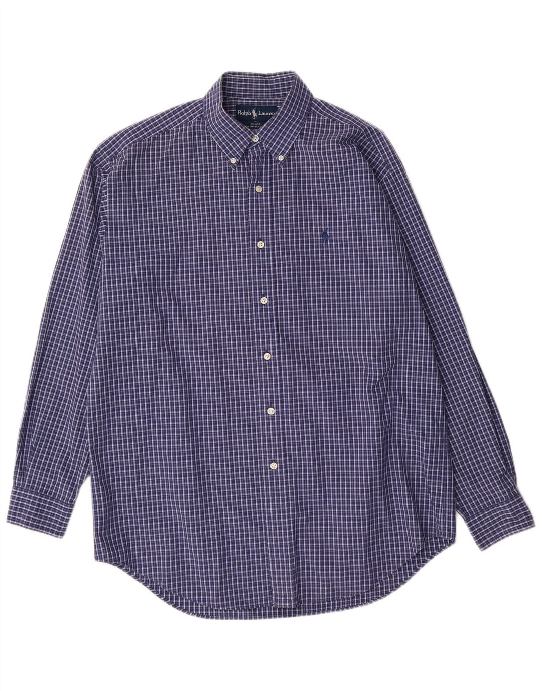 Ralph Lauren Mens Blake Relaxed Fit Shirt Medium Blue Check Cotton