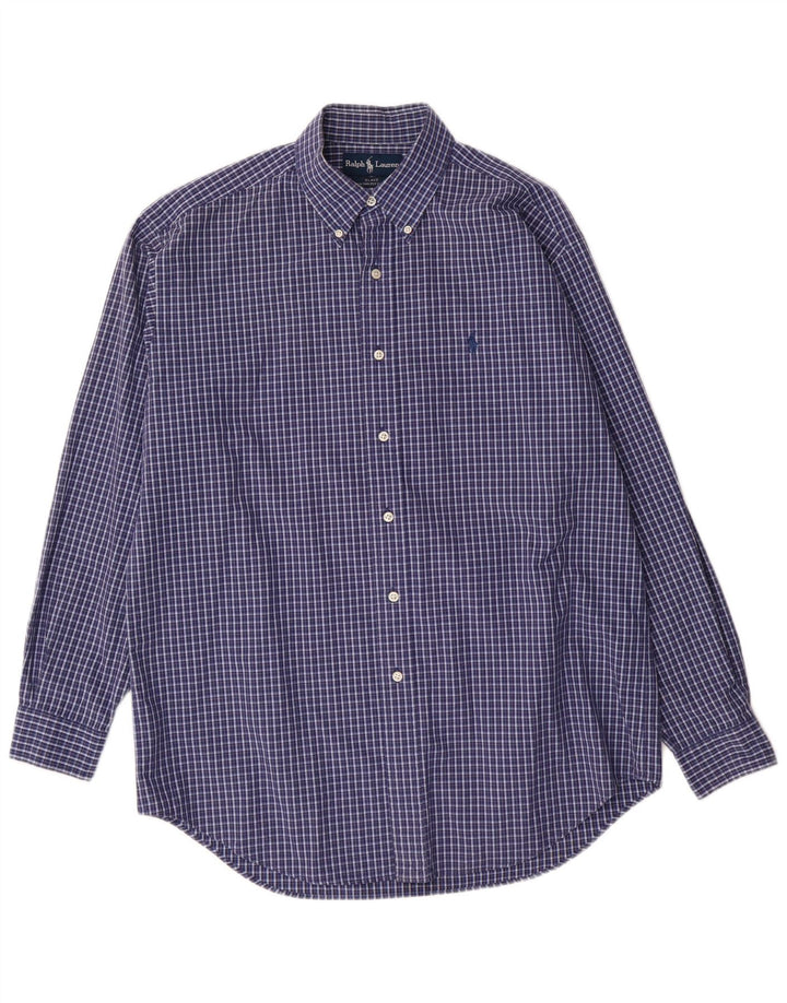 Ralph Lauren Mens Blake Relaxed Fit Shirt Medium Blue Check Cotton