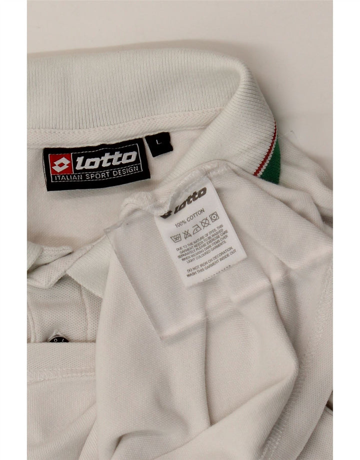 Lotto Mens Polo Shirt Large White Cotton