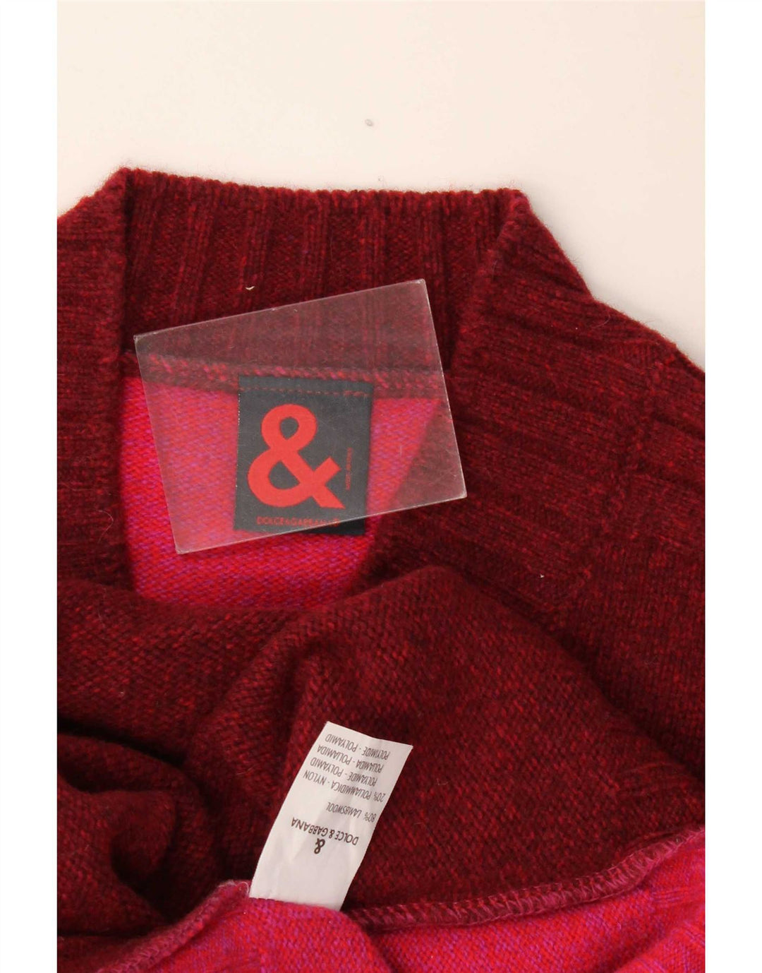 Dolce & Gabbana Womens V-Neck Jumper Sweater IT 44 Medium Burgundy