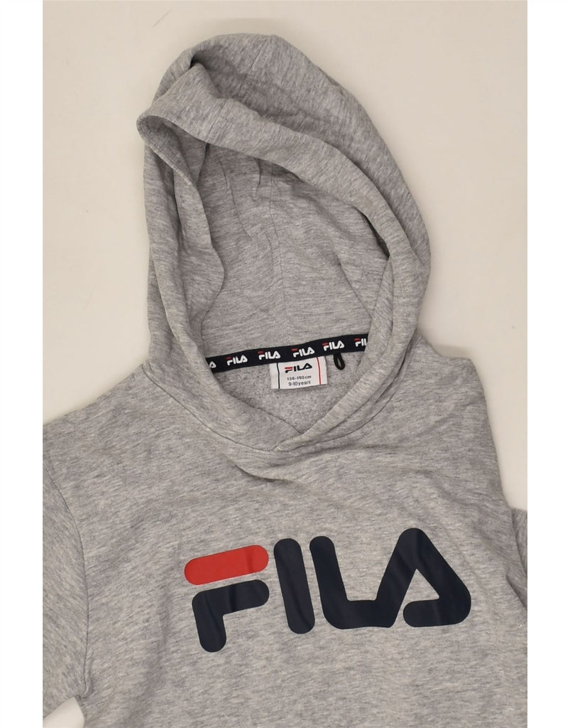 FILA Boys Graphic Hoodie Jumper 9-10 Years Grey Cotton | Vintage Fila | Thrift | Second-Hand Fila | Used Clothing | Messina Hembry 