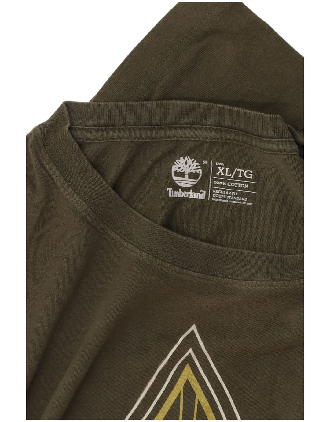 TIMBERLAND Mens Regular Fit Graphic Top Long Sleeve XL Khaki Cotton