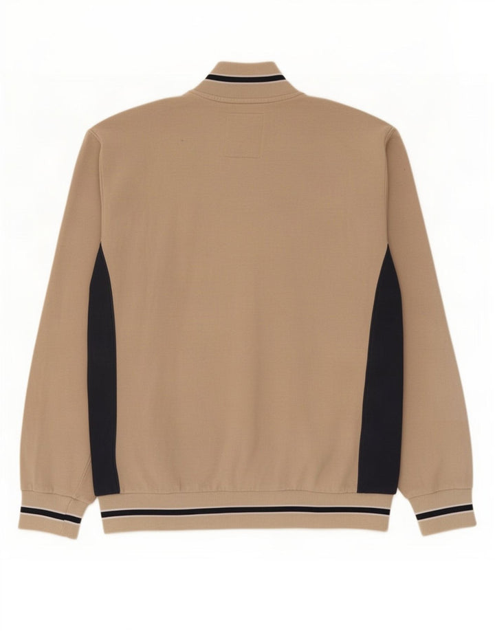 Champion Mens Tracksuit Top Jacket Large Beige Colourblock Cotton
