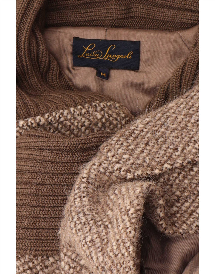 Luisa Spagnoli Womens Overcoat UK 14 Medium Brown Flecked Wool