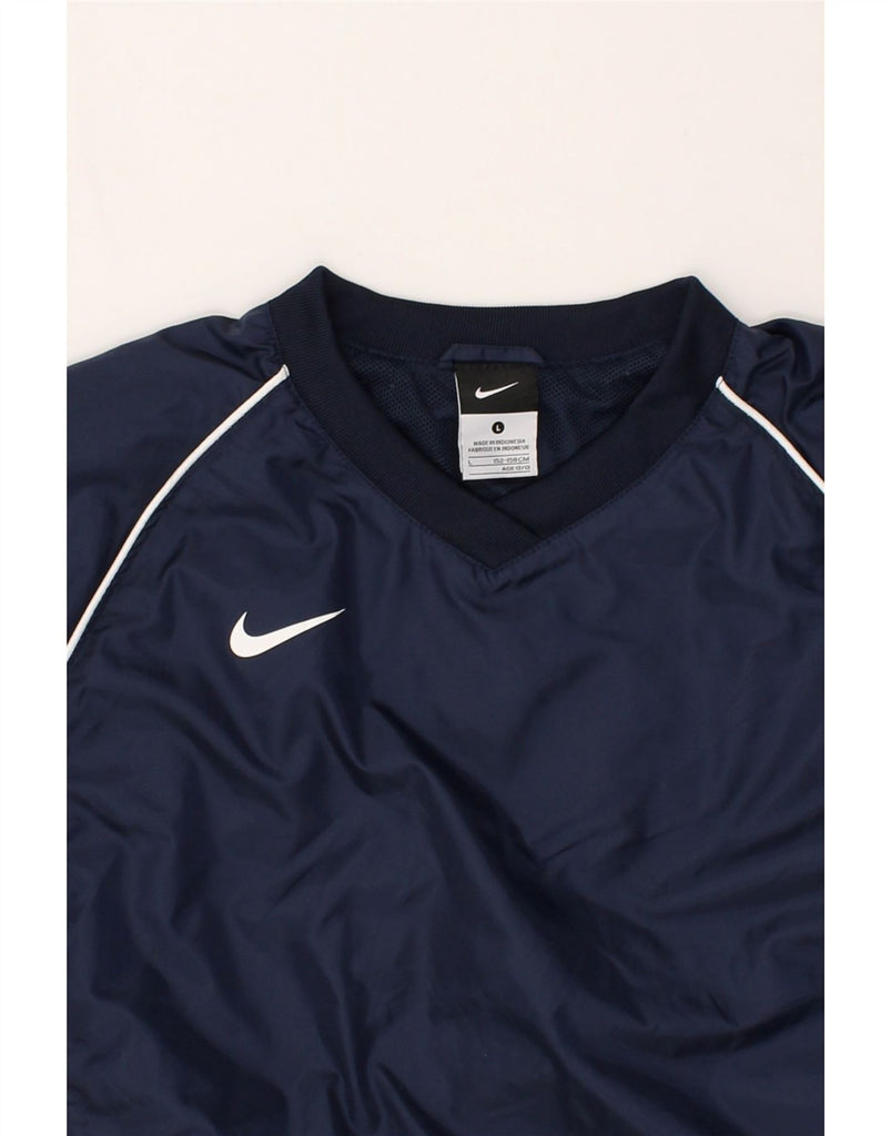 NIKE Boys Pullover Tracksuit Top 12-13 Years Large Navy Blue Nylon | Vintage Nike | Thrift | Second-Hand Nike | Used Clothing | Messina Hembry 