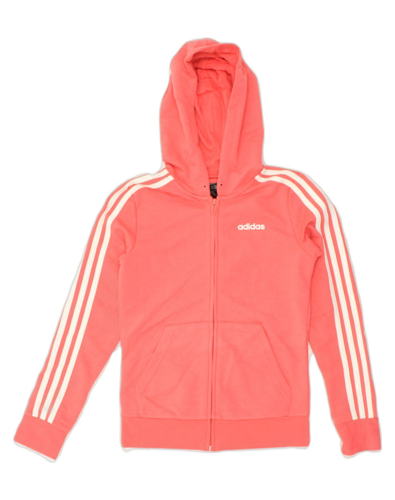 ADIDAS Womens Zip Hoodie Sweater UK 4/6 XS Red Cotton | Vintage Adidas | Thrift | Second-Hand Adidas | Used Clothing | Messina Hembry 