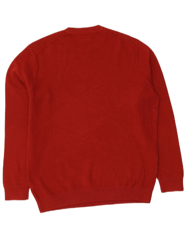 Massimo Dutti Mens Crew Neck Jumper Sweater Medium Burgundy Cotton
