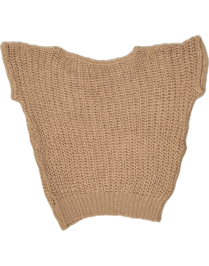 VINTAGE Womens Short Sleeve Boat Neck Jumper Sweater UK 14 Large Brown | Vintage Vintage | Thrift | Second-Hand Vintage | Used Clothing | Messina Hembry 