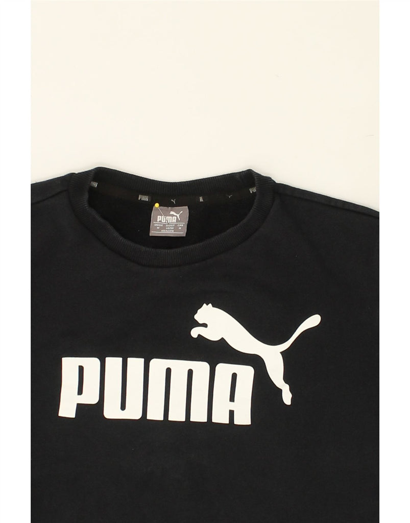 PUMA Mens Graphic Sweatshirt Jumper Medium Black Cotton | Vintage Puma | Thrift | Second-Hand Puma | Used Clothing | Messina Hembry 