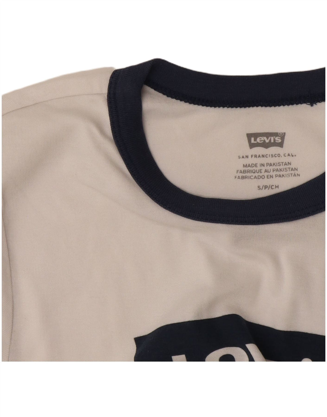 Levi's Womens Crop Graphic T-Shirt Top UK 10 Small White Colourblock