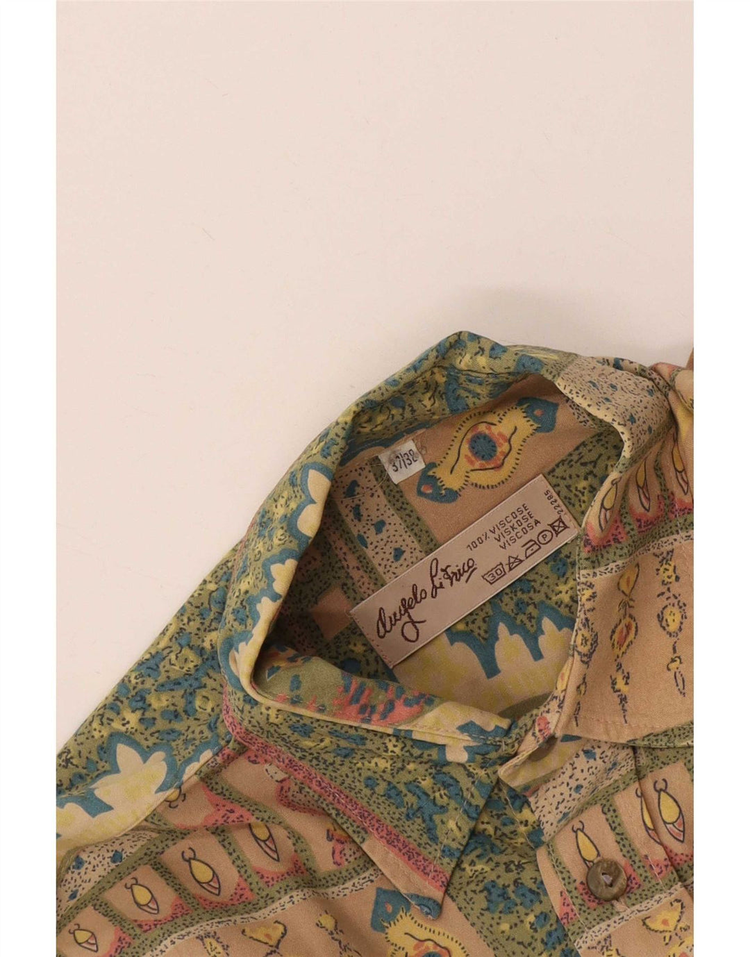 Angelo Litrico Mens Shirt Size 37/38 Small Beige Paisley Viscose