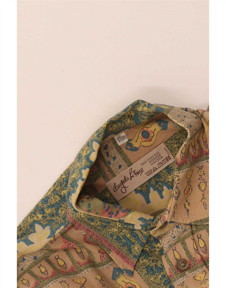 Angelo Litrico Mens Shirt Size 37/38 Small Beige Paisley Viscose