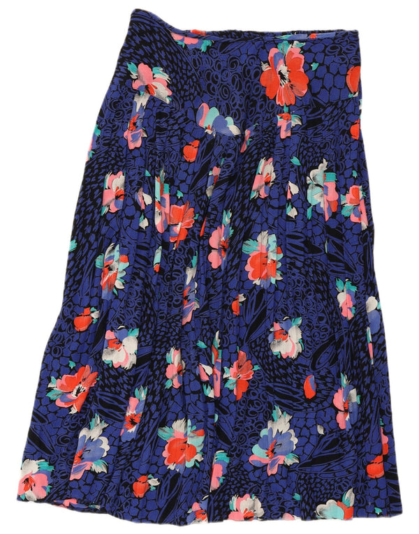 LIBRA Womens Midi Skirt UK 14 Medium W30  Blue Floral Viscose