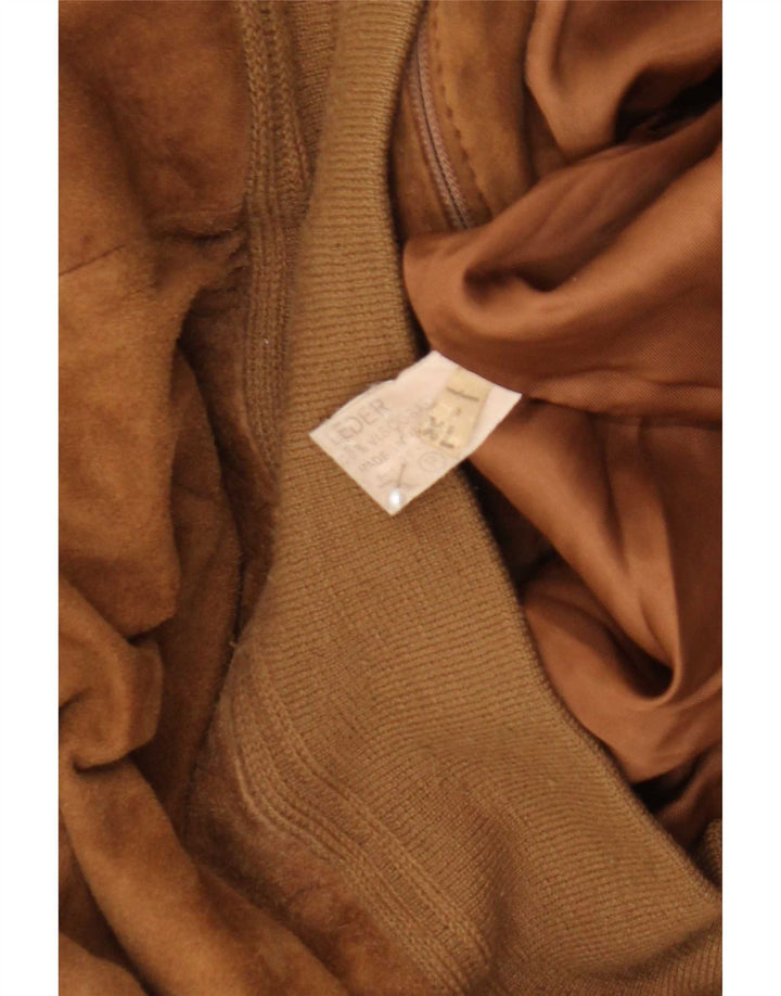 Vintage Mens Suede Bomber Jacket UK 42 XL Brown Leather