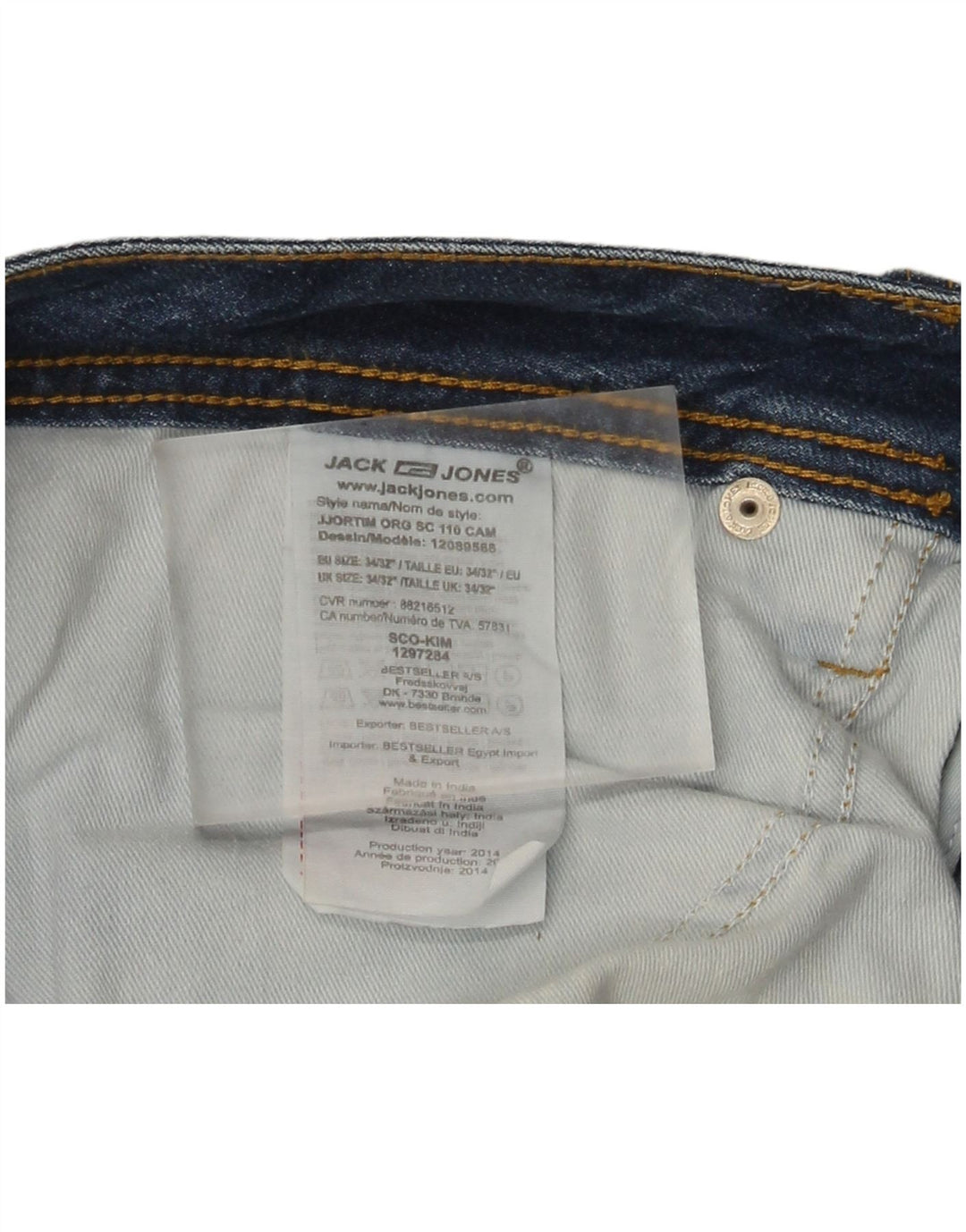 Jack & Jones Mens Distressed Straight Jeans W34 L32 Blue Cotton