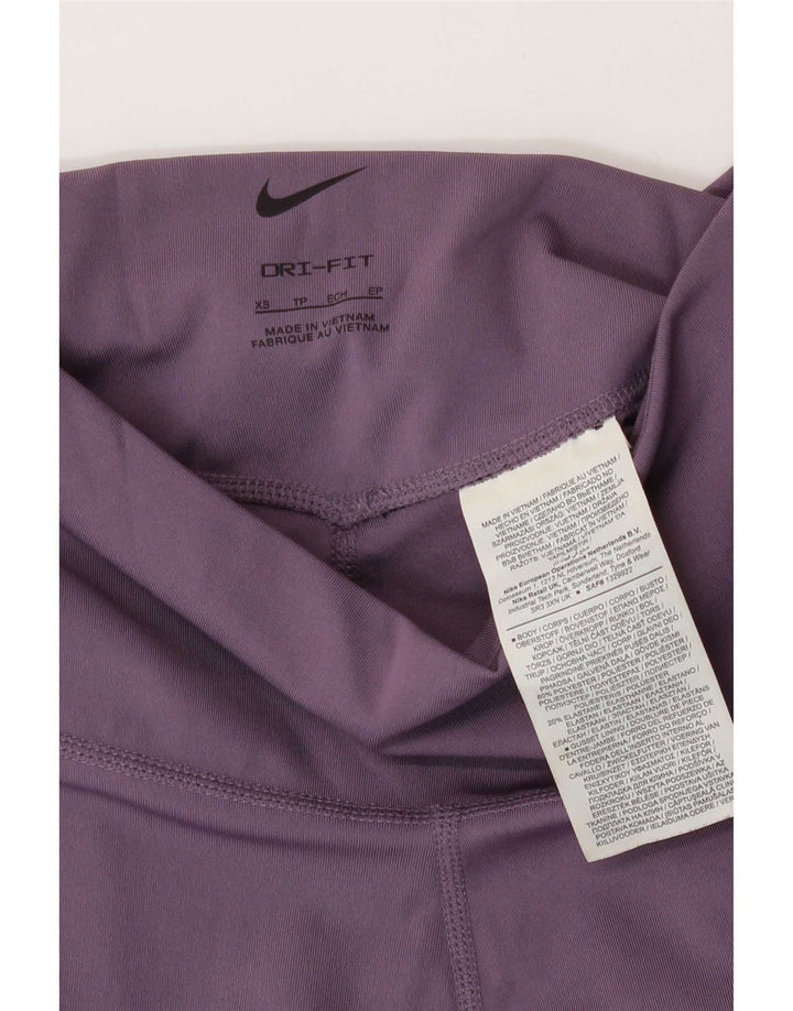 Nike Womens Dri Fit Graphic Leggings UK 4 XS Purple Polyester