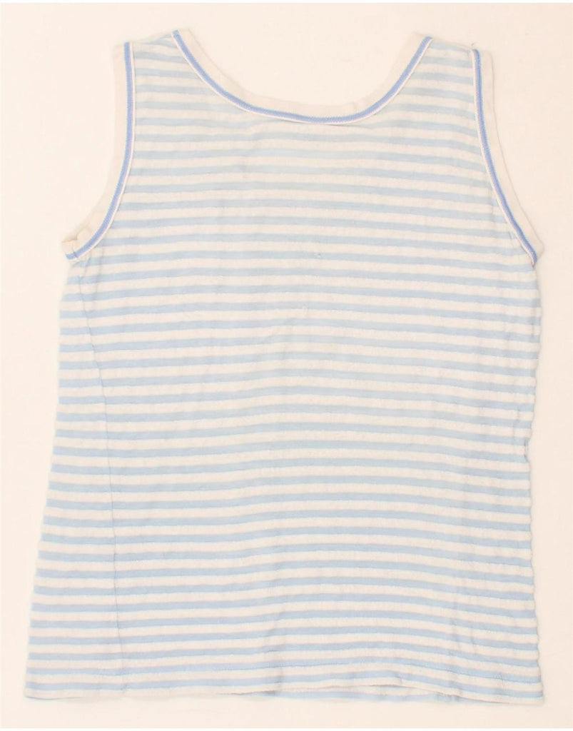 ELLESSE Womens Vest Top UK 10 Small Blue Striped Vintage Ellesse and Second-Hand Ellesse from Messina Hembry 