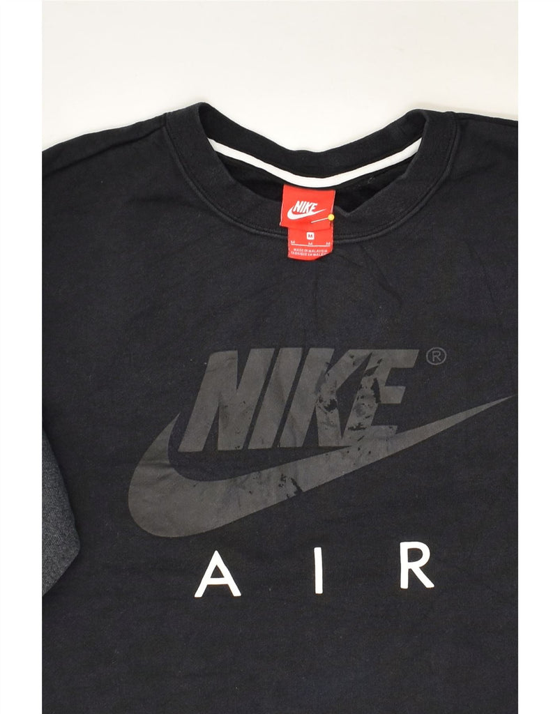 NIKE Mens Graphic Sweatshirt Jumper Medium Black Colourblock Cotton | Vintage Nike | Thrift | Second-Hand Nike | Used Clothing | Messina Hembry 