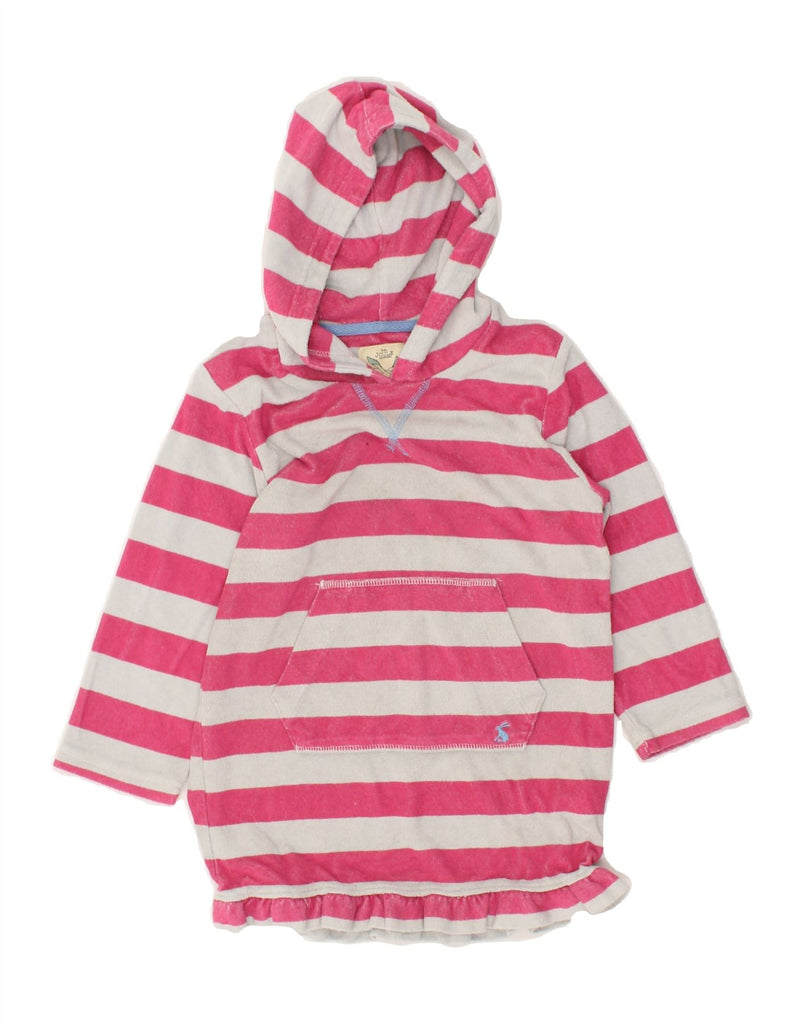 JOULES Girls Hooded Jumper Dress 5-6 Years Pink Striped Cotton | Vintage Joules | Thrift | Second-Hand Joules | Used Clothing | Messina Hembry 