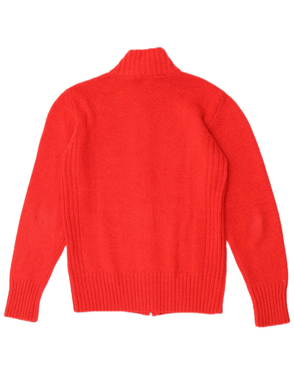 Datch Womens Graphic Cardigan Sweater UK 14 Medium Red Polyester