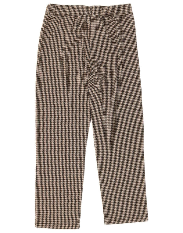 Zara Girls Straight Casual Trousers 11-12 Years W28 L22 Brown Houndstooth