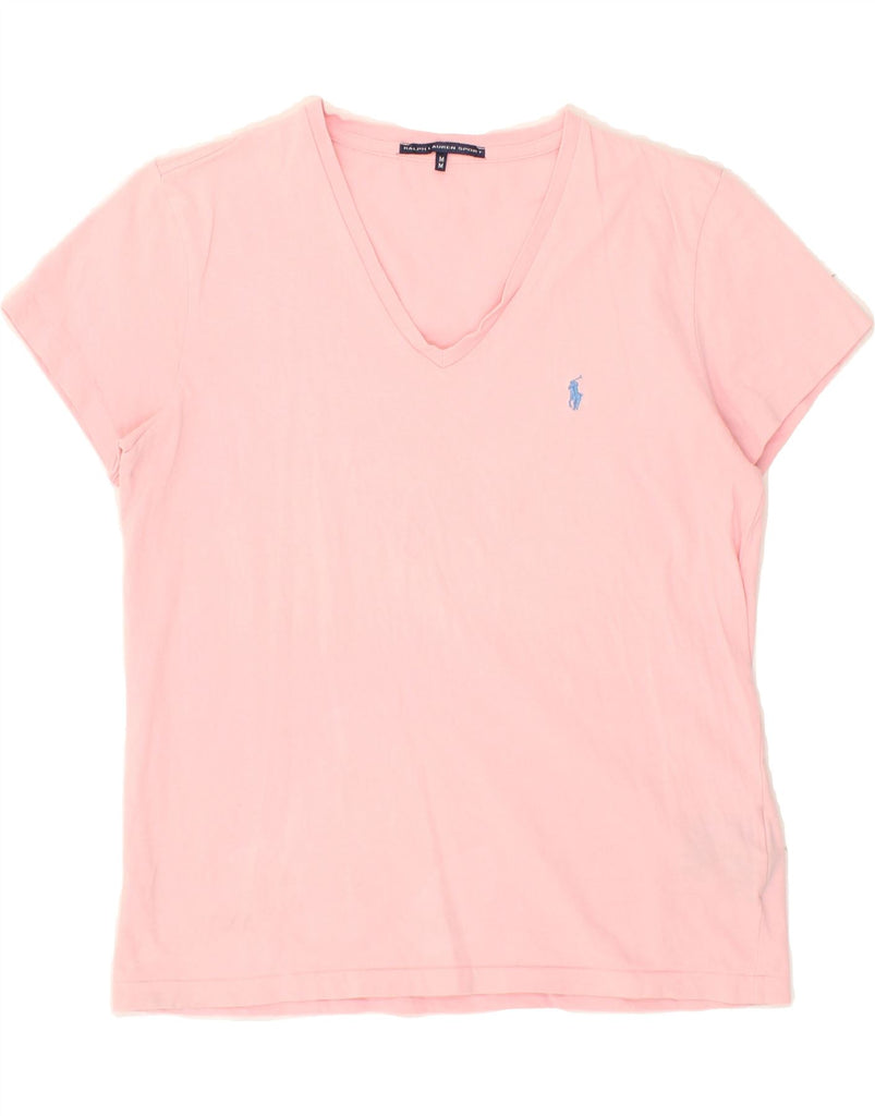 RALPH LAUREN Womens T-Shirt Top UK 14 Medium Pink Cotton | Vintage Ralph Lauren | Thrift | Second-Hand Ralph Lauren | Used Clothing | Messina Hembry 