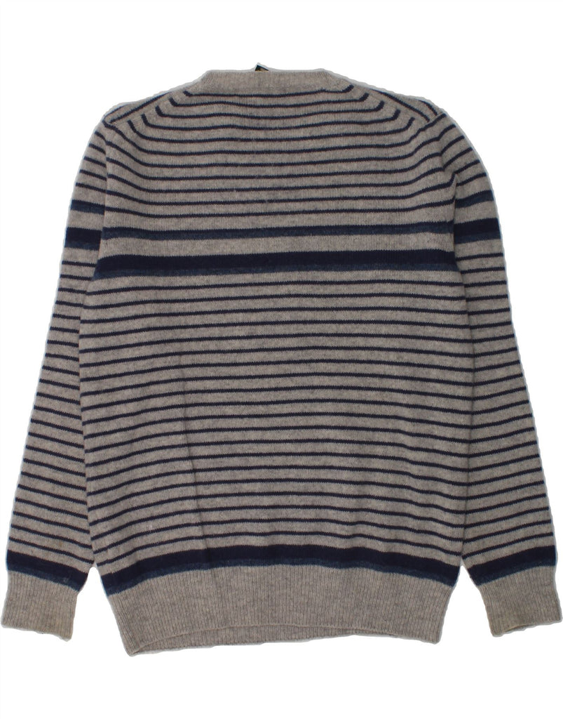 FRED PERRY Boys Crew Neck Jumper Sweater 9-10 Years Grey Striped Wool | Vintage Fred Perry | Thrift | Second-Hand Fred Perry | Used Clothing | Messina Hembry 