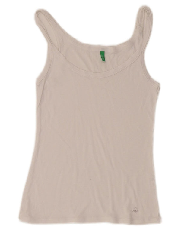 Benetton Womens Cami Top UK 10 Small White Cotton