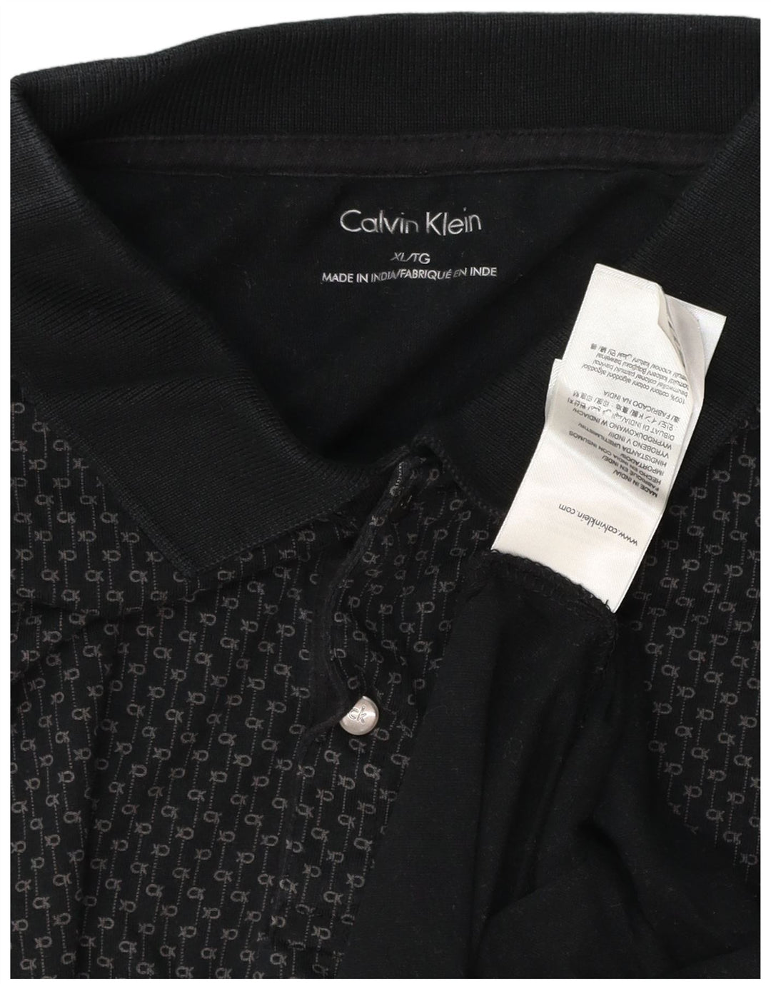 CALVIN KLEIN Mens Graphic Polo Shirt XL Black Cotton