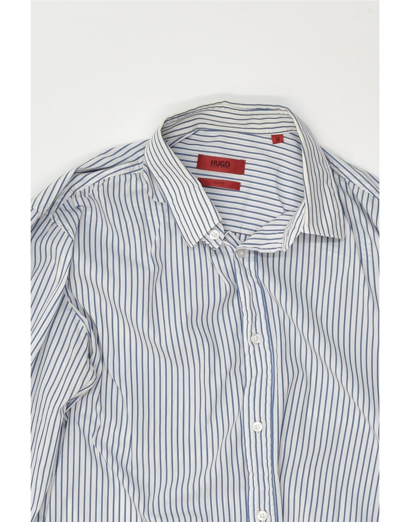 HUGO BOSS Mens Slim Fit Shirt Medium Blue Pinstripe Cotton | Vintage Hugo Boss | Thrift | Second-Hand Hugo Boss | Used Clothing | Messina Hembry 