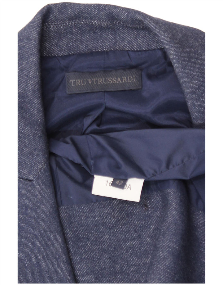 Trussardi Womens 3/4 Sleeve Double Breasted Blazer Jacket IT 42 Medium Blue