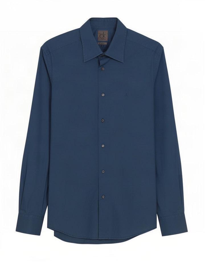 Calvin Klein Mens Slim Fit Shirt Medium Blue Cotton