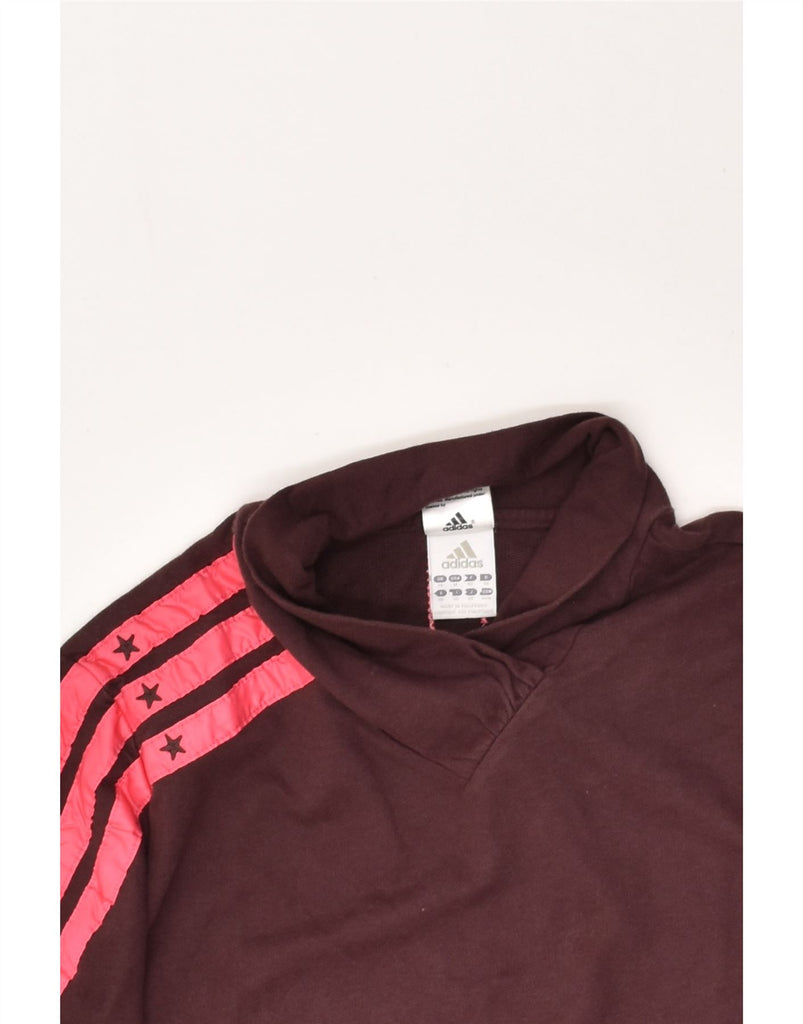 ADIDAS Womens Shawl Neck Sweatshirt Jumper UK 14 Large Maroon Cotton | Vintage Adidas | Thrift | Second-Hand Adidas | Used Clothing | Messina Hembry 