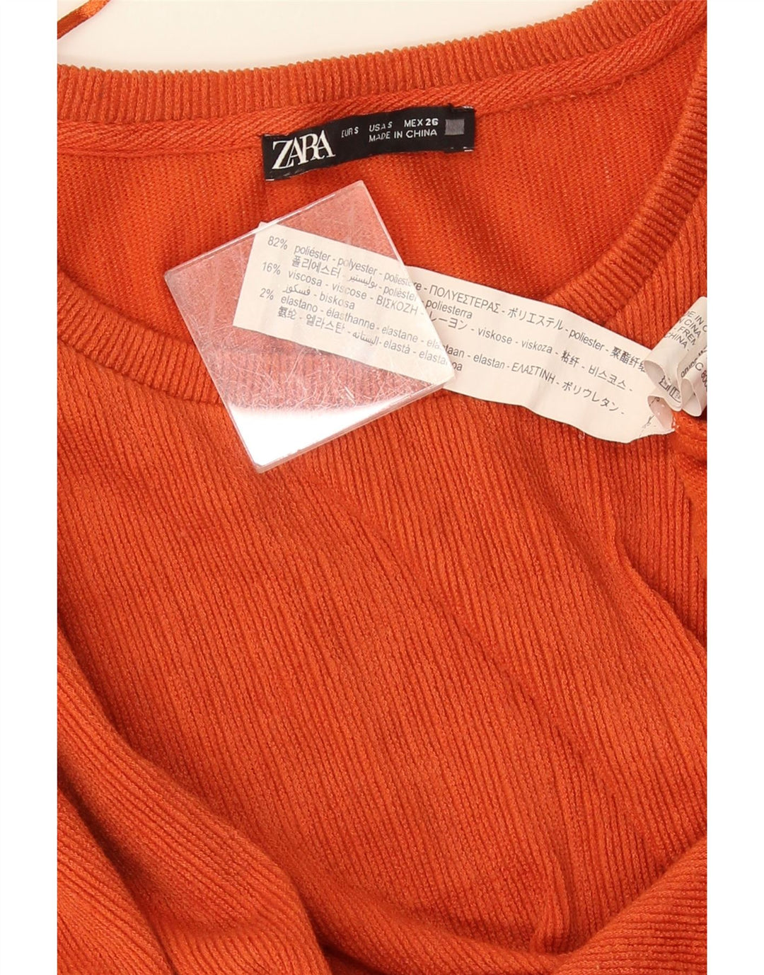 Zara Womens Long Sleeve Oversized Blouse Top UK 10 Small Orange Polyester