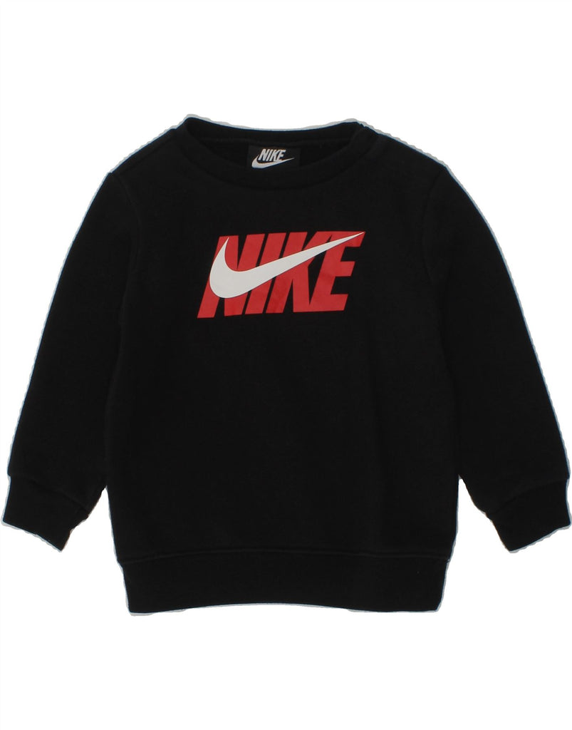 NIKE Baby Boys Graphic Sweatshirt Jumper 12-18 Months Black Cotton | Vintage Nike | Thrift | Second-Hand Nike | Used Clothing | Messina Hembry 