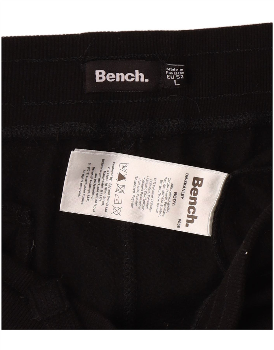 BENCH Mens Graphic Tracksuit Trousers Joggers Large  Black Cotton